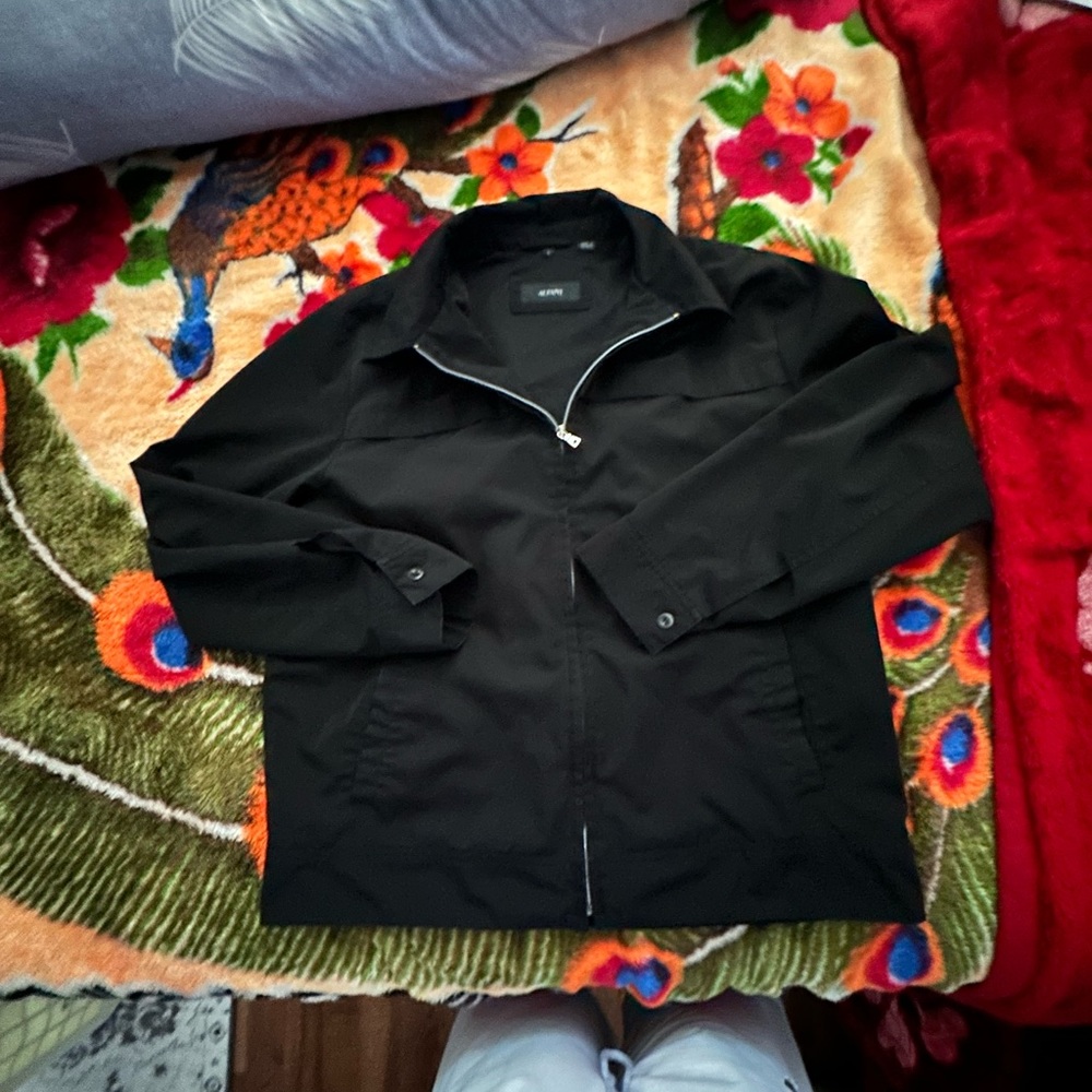Men’s L Alfani Fleece Zip up, Black
